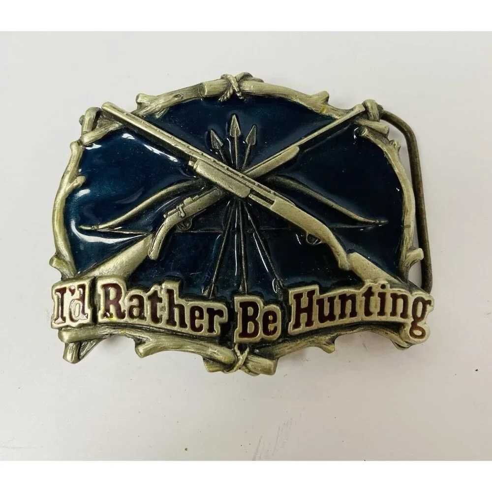 I'd Rather Be Hunting Belt Buckle 1994 GAP Vintage Enamel‎